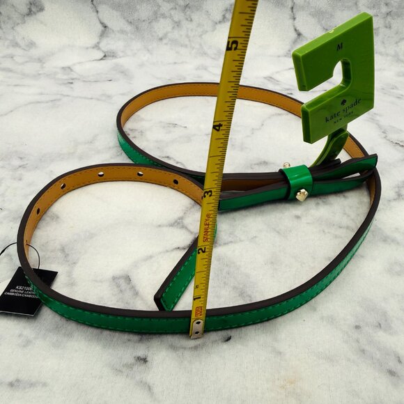 Kate Spade Patent Leather Bow Belt Forest Glen Green,Size M,38in Waist Belt-NEW main image 5